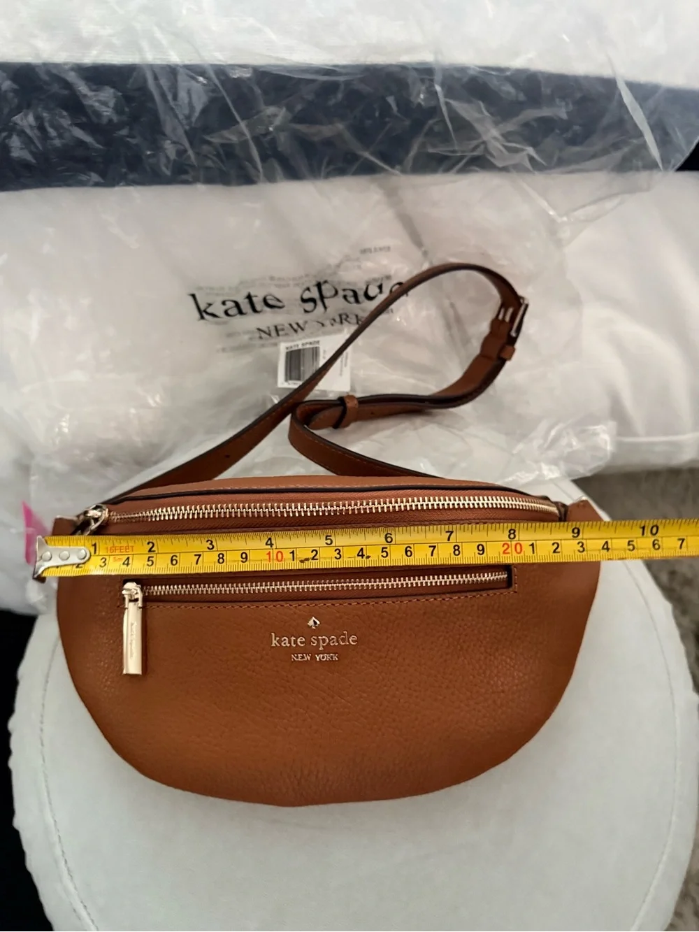 kate spade New York Chestnut Brown Pebbled Leather Crossbody Belt Bag - Picture 5 of 13